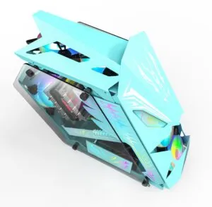 Carcasa Pro Gaming Hercule Blue, Middle Tower, ATX, fara sursa, controller ARGB