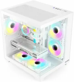 Carcasa Pro Gaming Ambra White, Cube Tower, M-ATX, fara sursa, 5x ARGB FAN, Controller ARGB