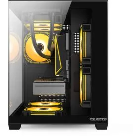 Carcasa Pro Gaming Ambra Black, Cube Tower, M-ATX, fara sursa, 5x ARGB FAN, Controller ARGB
