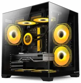 Carcasa Pro Gaming Ambra Black, Cube Tower, M-ATX, fara sursa, 5x ARGB FAN, Controller ARGB