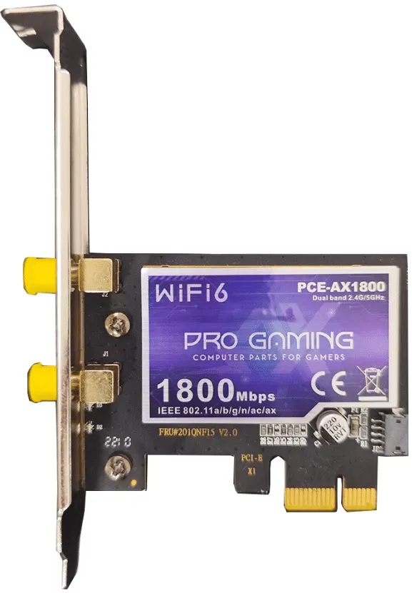 Placa de retea Wireless AX1800, Pro Gaming, Bluetooth 5.2, Wi-Fi 6, PCIe, 1800 Mbps, 2 antene Wi-Fi
