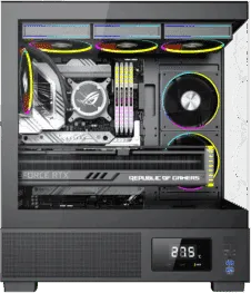 Carcasa Pro Gaming Kian Black, Cube Tower, ATX, fara sursa, 6x ARGB FAN, Controller ARGB, Display temperatura CPU, GPU