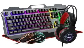Kit 4 in 1 Pro Gaming K450, Mouse, Tastatura, Casti, Mousepad, RGB, USB