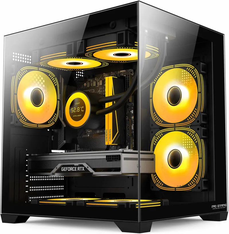 Pro Gaming Ambra Black, Cube Tower, M-ATX, fara sursa, 5x ARGB FAN, Controller ARGB