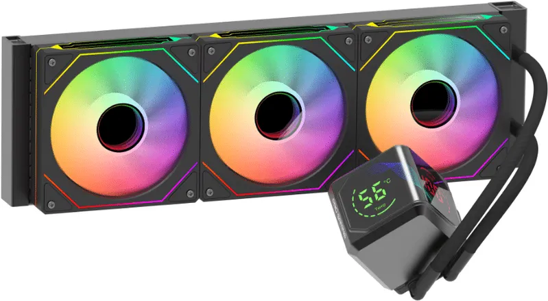Cooler CPU AIO ProGaming IcePulse360, display digital cu senzori de temp CPU, GPU, 360mm, 3 Ventilatoare ARGB, 300W