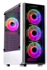 Carcasa Pro Gaming Bastion, Alba, Middle Tower, ATX, fara sursa, Controller ARGB, telecomanda