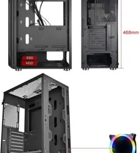 Carcasa Pro Gaming Hive, Middle Tower, ATX, fara sursa, controller ARGB
