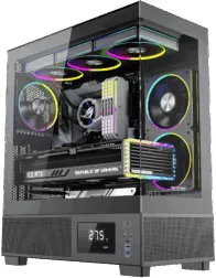 Carcasa Pro Gaming Kian Black, Cube Tower, ATX, fara sursa, 6x ARGB FAN, Controller ARGB, Display temperatura CPU, GPU