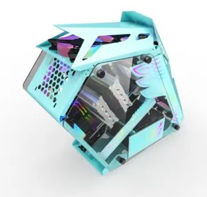 Carcasa Pro Gaming Hercule Blue, Middle Tower, ATX, fara sursa, controller ARGB