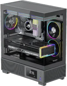 Carcasa Pro Gaming Kian Black, Cube Tower, ATX, fara sursa, 6x ARGB FAN, Controller ARGB, Display temperatura CPU, GPU