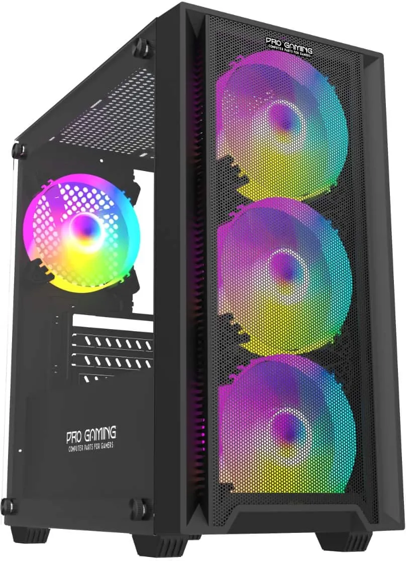 Carcasa PRO GAMING Arrow BLACK, Middle Tower, M-ATX, Fara Sursa, 4X RGB FAN