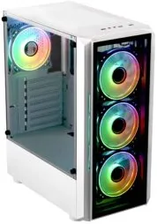 Carcasa Pro Gaming Bastion, Alba, Middle Tower, ATX, fara sursa, Controller ARGB, telecomanda