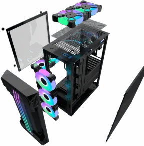 Carcasa Pro Gaming Zerg, Middle Tower, ATX, fara sursa, controller ARGB