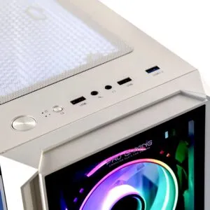 Carcasa Pro Gaming Bastion, Alba, Middle Tower, ATX, fara sursa, Controller ARGB, telecomanda
