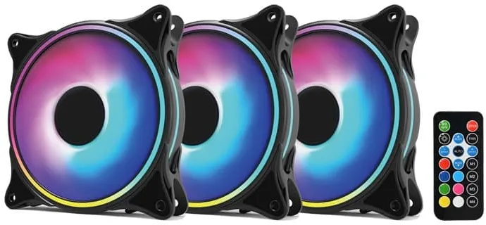 Set 3 Ventilatoare Carcasa 120 x 120 mm Pro Gaming ARGB, controller, telecomanda
