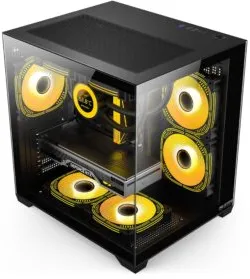 Carcasa Pro Gaming Ambra Black, Cube Tower, M-ATX, fara sursa, 5x ARGB FAN, Controller ARGB