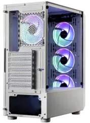Carcasa Pro Gaming Bastion, Alba, Middle Tower, ATX, fara sursa, Controller ARGB, telecomanda