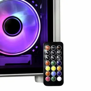 Carcasa Pro Gaming Bastion, Alba, Middle Tower, ATX, fara sursa, Controller ARGB, telecomanda