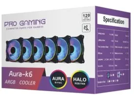 Set 6 Ventilatoare Carcasa 120 x 120 mm Pro Gaming ARGB White, controller, telecomanda